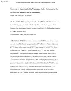 Page 1 of 51  The Plant Genome Accepted paper, posteddoi:plantgenome2014Genotyping-by-Sequencing Enabled Mapping and Marker Development for the By-2 Potyvirus Resistance Allele in Common Bea