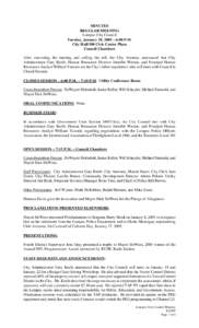 MINUTES REGULAR MEETING Lompoc City Council Tuesday, January 18, 2005 – 6:00 P.M. City Hall/100 Civic Center Plaza Council Chambers