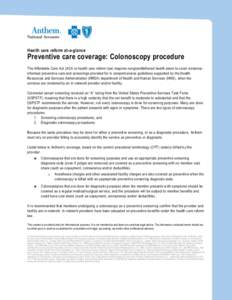 Anthem - Preventive Care Coverage: Colonoscopy Procedure