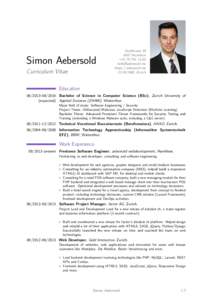Simon Aebersold Curriculum Vitae DorfstrasseHumlikon +