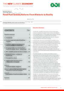 Working Paper  Fossil Fuel Subsidy Reform: From Rhetoric to Reality Shelagh Whitley and Laurie van der Burg