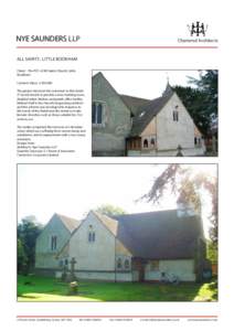 NYE SAUNDERS LLP  Chartered Architects ALL SAINTS : LITTLE BOOKHAM Client: - The PCC of All Saints Church, Little