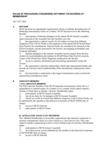 RULES OF PROCEDURE CONCERNING DIFFERENT CATEGORIES OF MEMBERSHIP (art.11a/2, 26d) A.  SECTIONS