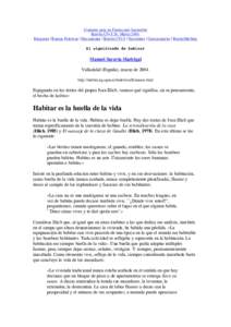 Ciudades para un Futuro más Sostenible Boletín CF+S 26. MarzoBúsqueda | Buenas Prácticas | Documentos | Boletín CF+S | Novedades | Convocatorias | Buzón/Mailbox El significado de habitar  Manuel Saravia Madr