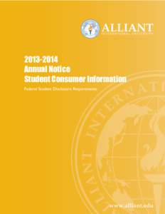 [removed]Annual Notice Student Consumer Information Federal Student Disclosure Requirements  Alliant International University