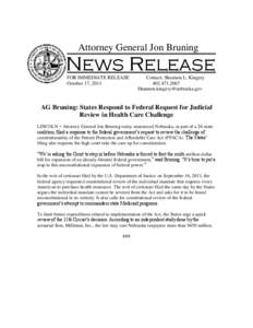 Attorney General Jon Bruning  News Release FOR IMMEDIATE RELEASE October 17, 2011