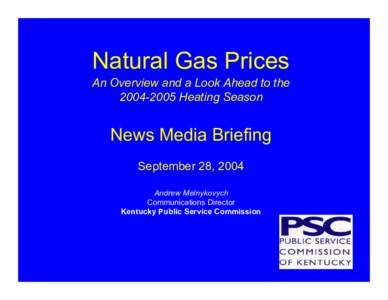 Natural Gas Prices An Overview and a Look Ahead to the[removed]Heating Season News Media Briefing September 28, 2004