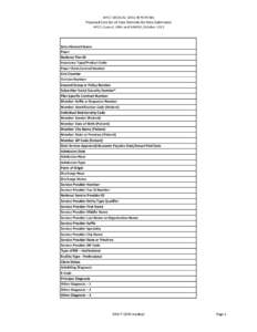 APCD MEDICAL DATA REPORTING Proposed Core Set of Data Elements for Data Submission APCD Council, UNH and NAHDO, October 2011 Data Element Name Payer