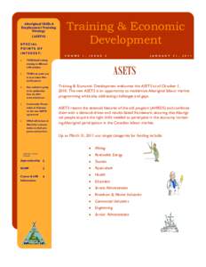 Aboriginal Skills & Employment Training Strategy (ASETS) SPECIAL POINTS OF