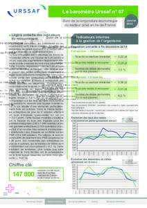 Le baromètre Urssaf n° 67 Suivi de la conjoncture économique du secteur privé en Ile-de-France ■■Légère embellie des indicateurs du recouvrement