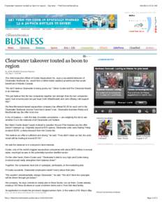 Clearwater takeover touted as boon to region - Business - TheChronicleHerald.ca:51 AM Halifax, NS | Tue, September 6th, 2011