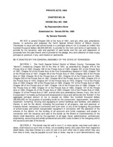 PRIVATE ACTS, 1999 Chapter No. 38 CHAPTER NO. 38 HOUSE BILL NO[removed]By Representative Bone Substituted for: Senate Bill No. 1960