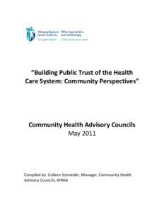 “Building Public Trust of the Health  Care System: Community Perspectives”         