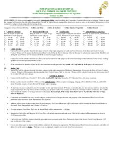 INTERNATIONAL RICE FESTIVAL RICE AND CREOLE COOKERY CONTEST Acadia Parish Cooperative Extension Service/LSU AgCenter October 17, 2014  *************************************************************************************