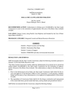 COASTAL CONSERVANCY Staff Recommendation March 25, 2004 BOLSA CHICA LOWLANDS RESTORATION File No[removed]Project Manager: Peter S. Brand