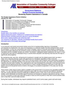 Renewing Student Assistance in Canada  Government Relations Student Financial Assistance Renewing Student Assistance in Canada The Student Assistance Reform Initiative