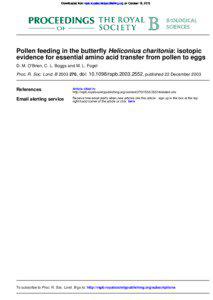Downloaded from rspb.royalsocietypublishing.org on October 18, 2013  Pollen feeding in the butterfly Heliconius charitonia: isotopic