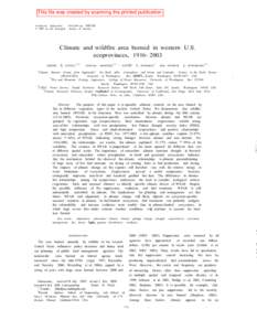 This file was created by scanning the printed publication Ecological Applications, 19(4),2009 pp[removed] © 2009 by the Ecological Society of America  Climate and wildfire area burned in western U.S.