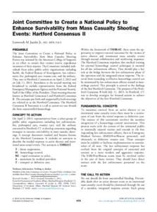 Joint Committee to Create a National Policy to Enhance Survivability from Mass Casualty Shooting Events: Hartford Consensus II