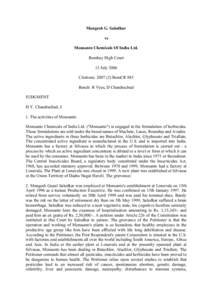 Mangesh G. Salodkar vs Monsanto Chemicals Of India Ltd. Bombay High Court 13 July 2006 Citations: [removed]BomCR 883