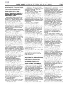 Federal Register / Vol. 80, NoTuesday, May 12, Notices DEPARTMENT OF TRANSPORTATION Federal Railroad Administration [Docket Number FRA–2015–mstockstill on DSK4VPTVN1PROD with NOTICES