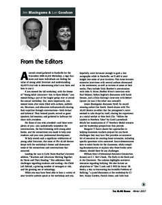 Jim Blasingame & Lori Goodson  From the Editors A