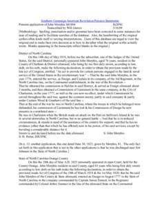 Southern Campaign American Revolution Pension Statements Pension application of John Morphis S41884 fn28NC Transcribed by Will Graves[removed]Methodology: Spelling, punctuation and/or grammar have been corrected in some