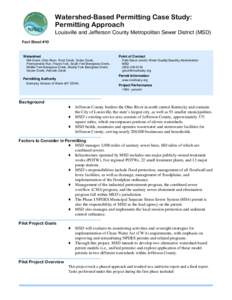 Watershed-Based Permitting Case Study: Permitting Approach Louisville and Jefferson County Metropolitan Sewer District (MSD)