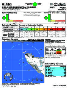 Green Alert Earthquake Shaking M 5.5, NORTHERN SUMATRA, INDONESIA
