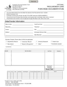 Print Form  OPTIONAL Purchasing, Accounts Payable & Travel 202 Plaza Centre One