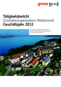 Tätigkeitsbericht Gründer­organisation Wädenswil Geschäftsjahr 2012 Die Stiftung der Gründerorganisation Wädenswil bezweckt die aktive Förderung von Jungunternehmen in der Region Zimmerberg-Sihltal.