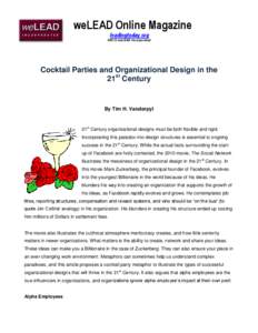 Cocktail Parties and Organizational Design in the 21st Century - weLEAD Online Magazine