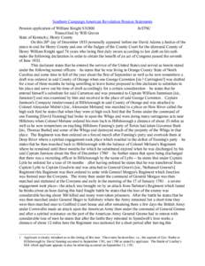 Southern Campaign American Revolution Pension Statements Pension application of William Knight S31800 fn37NC Transcribed by Will Graves State of Kentucky, Henry County On this 20th day of December 1833 personally appeare