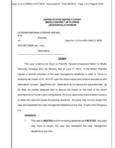 Case 3:12-cv[removed]UATC-MCR Document 63 Filed[removed]Page 1 of 2 PageID[removed]UNITED STATES DISTRICT COURT MIDDLE DISTRICT OF FLORIDA JACKSONVILLE DIVISION