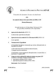 ASSEMBLEIA PARLAMENTAR PARITÁRIA ACP-UE Comissão dos Assuntos Sociais e do Ambiente ATA da reunião de sábado, 26 de maio de 2012, das 10.00 às[removed]Horsens (Dinamarca)