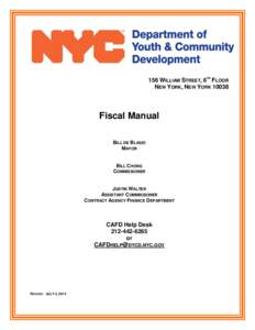 156 WILLIAM STREET, 6TH FLOOR NEW YORK, NEW YORK[removed]Fiscal Manual BILL DE BLASIO MAYOR