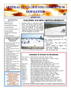 CENTRAL TEXAS HOUSING CONSORTIUM NEWSLETTER www.centexhousing.org JANUARY 2013 Inside This Issue