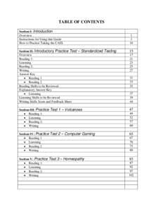 TABLE OF CONTENTS Section I: Introduction Overview Instructions for Using this Guide How to Practice Taking the CAEL