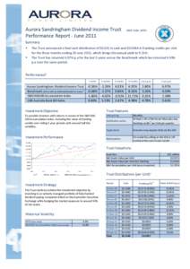 Aurora Sandringham Dividend Income Trust Performance Report - JuneASX Code: AOD)  Summary