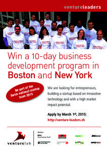 ventureleaders  Win a 10-day business development program in Boston and New York f the up