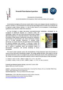 9-month Post-doctoral position  Development of biocathodes by functionalization of mesoporous metal-oxide electrodes with Laccases  Electrochemical investigation of the electron transfer kinetics of redox-active biologic