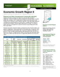 Economic Growth Region 9 Statistical Data Report for September 2011, Released November 2011 Regional and State Unemployment (seasonally adjusted) Regional and state unemployment rates were generally little changed in Sep