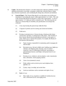 Chapter 4 – Specifications Designs 5. Canals 5.  	Canals. The Introduction (Chapter 1) for these design data collection guidelines contains