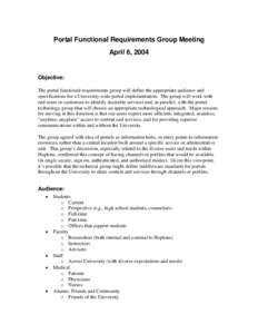 Portal Functional Requirements Group Meeting