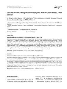 Caracterizacion hidroquimica del complejo de humedales El Yali