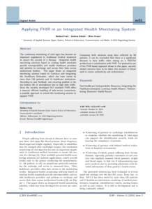 en51  Original Article Applying FHIR in an Integrated Health Monitoring System Barbara Franz1 , Andreas Schuler1 , Oliver Krauss1