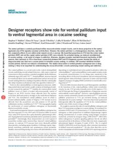 a r t ic l e s  Designer receptors show role for ventral pallidum input to ventral tegmental area in cocaine seeking  © 2014 Nature America, Inc. All rights reserved.