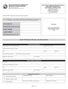 Reset Form  APPLICATION FOR LANDSCAPE ARCHITECT REGISTRATION  STATE BOARD OF REGISTRATION FOR ARCHITECTS