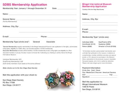 SDBS Membership Application Membership Year: January 1 through December 31! Date: ___________________  Mingei International Museum