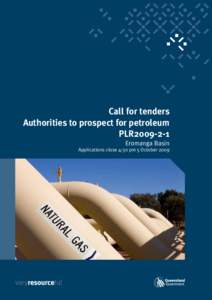 Call for tenders Authorities to prospect for petroleum PLR2009-2-1 Eromanga Basin